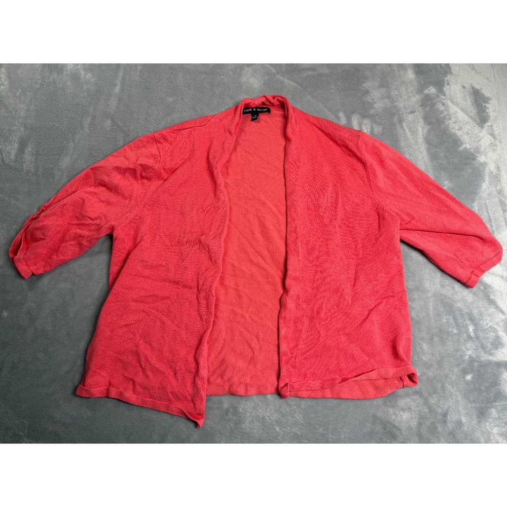Cable & Gauge Cardigan Sweater Womens Medium Pink Rayon Open Front Raglan Sleeve